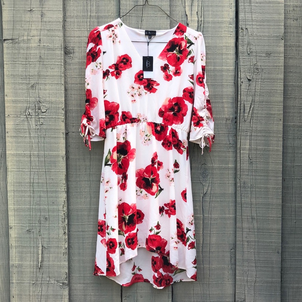 Bobeau White Floral Poppy Dress